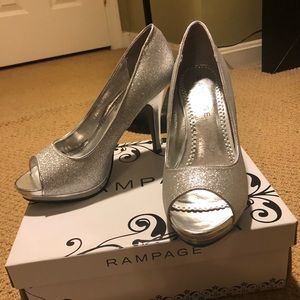 Silver Glitter Opened toed Heels NWB
